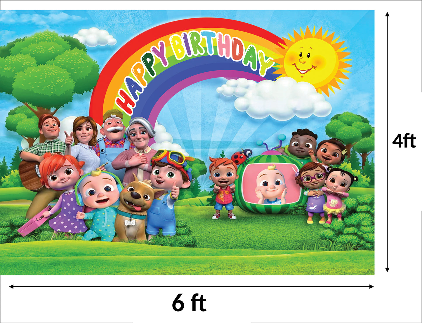 Cocomelon Theme Birthday Party Backdrop