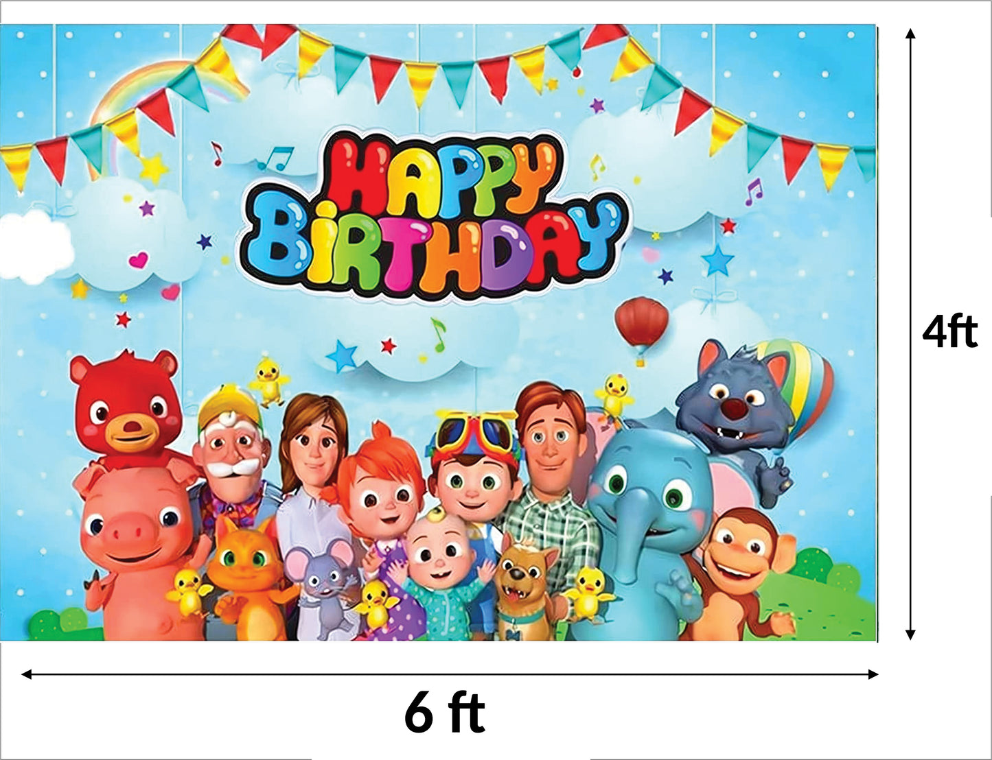 Cocomelon Theme Birthday Party Backdrop