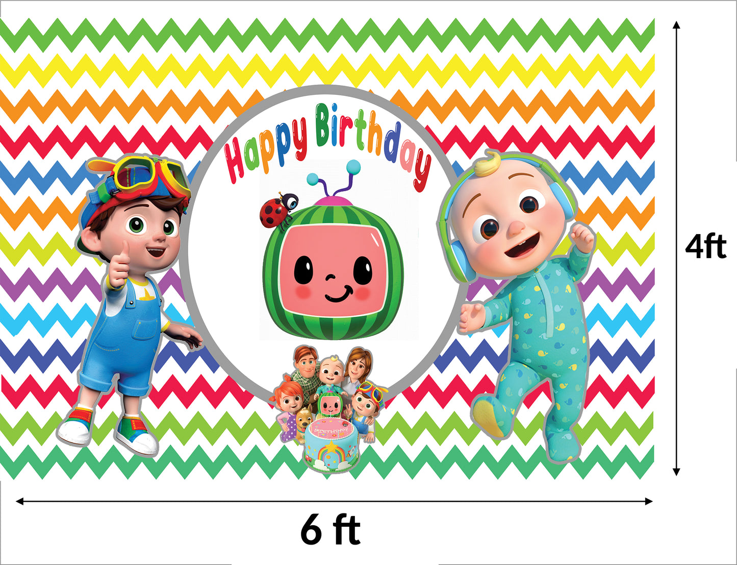 Cocomelon Theme Birthday Party Backdrop