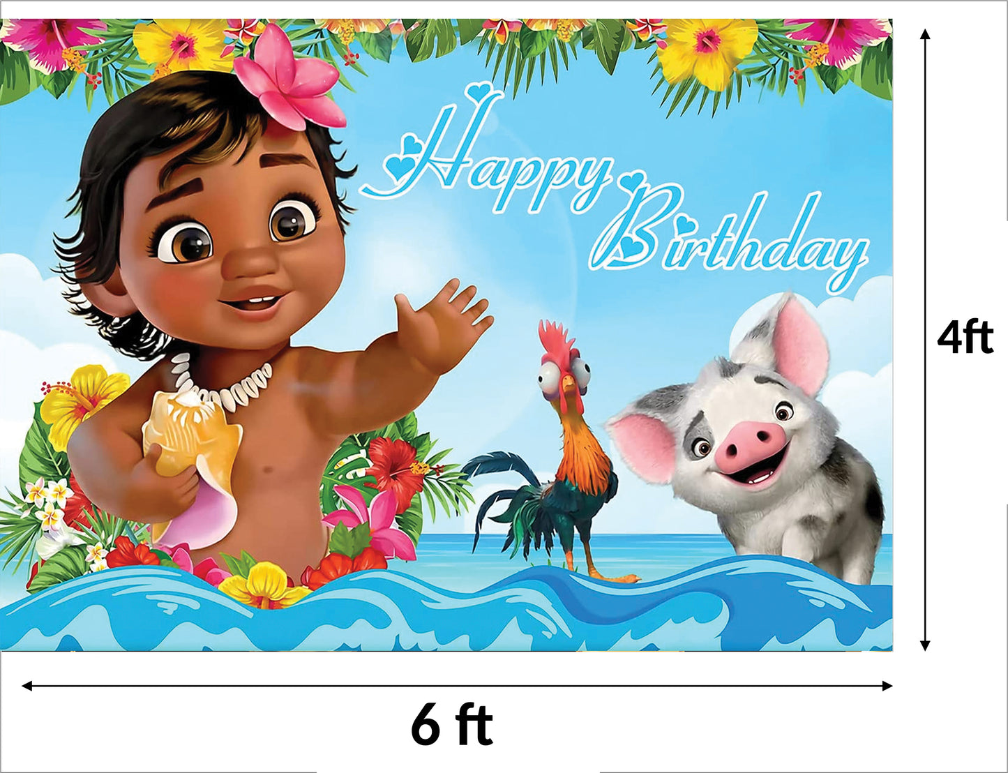 Moana Theme Birthday Party Backdrop