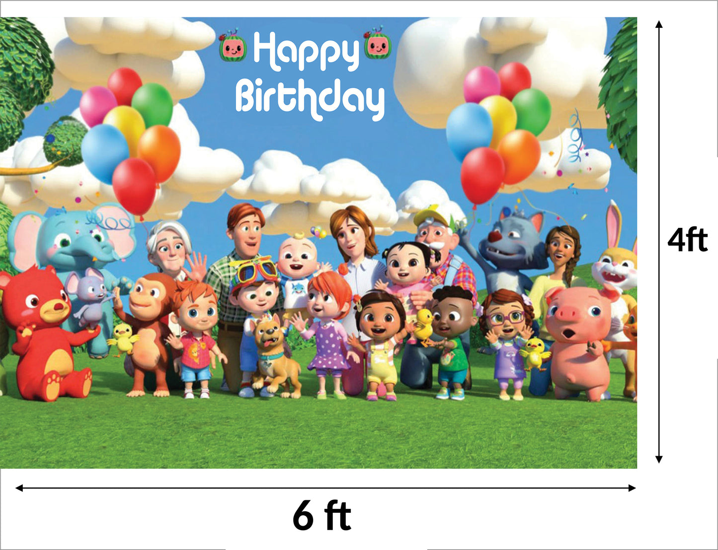 Cocomelon Theme Birthday Party Backdrop