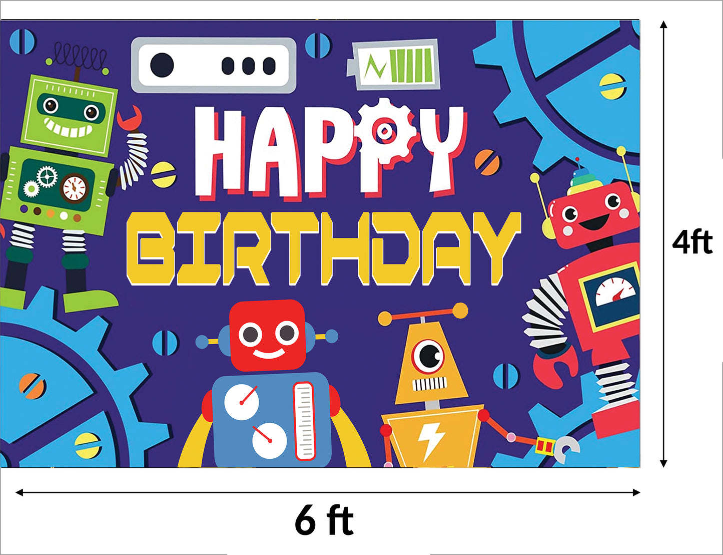 Robot Theme Birthday Party Backdrop