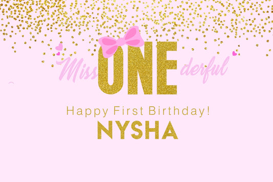 Personalized "One Is Fun"-Girl Birthday Party Backdrop Banner