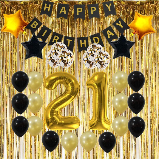 21st Birthday Decorations Kit: Black And Gold