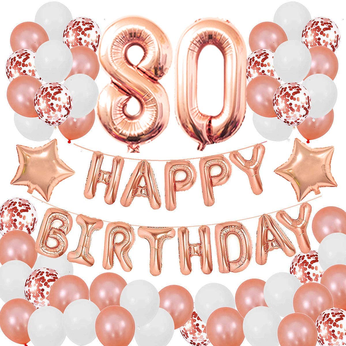 80Th Birthday Rose Gold Decoration Kit