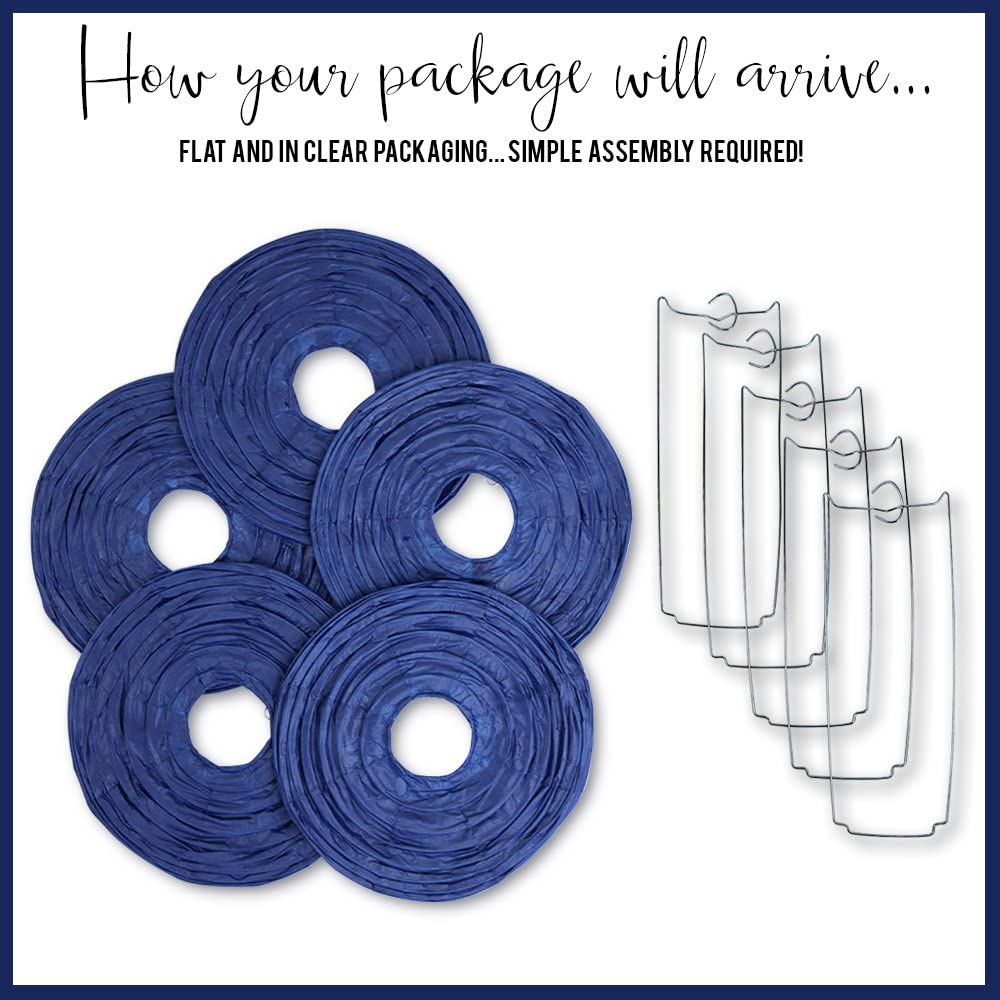 Dark Blue Paper Lanterns -12"Inch Great For Birthday Parties, Weddings Or Baby Shower