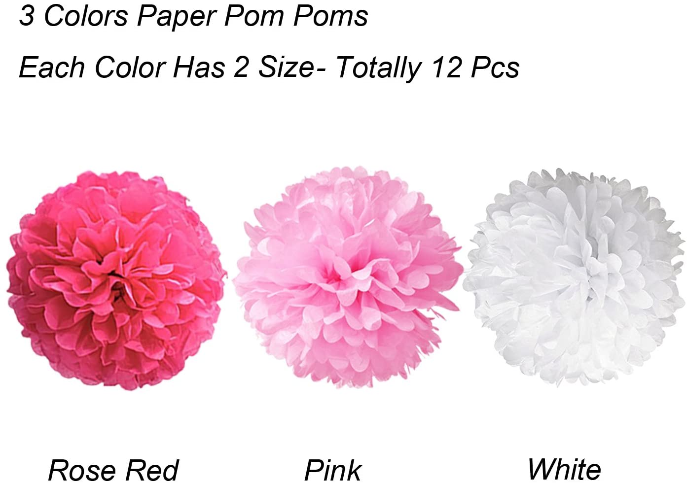 "Welcome Girls Baby Decoration Kit"-Girl Paper Garland Bunting Banner , Paper Pom Poms And Latex Balloons