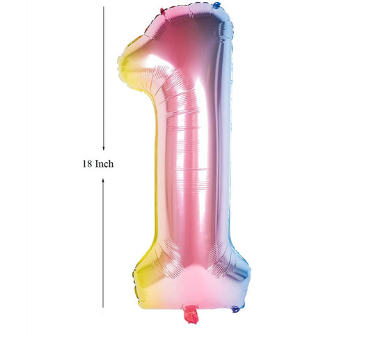 New 18 Inch Rainbow Digit Foil Birthday Party Balloons Number 1