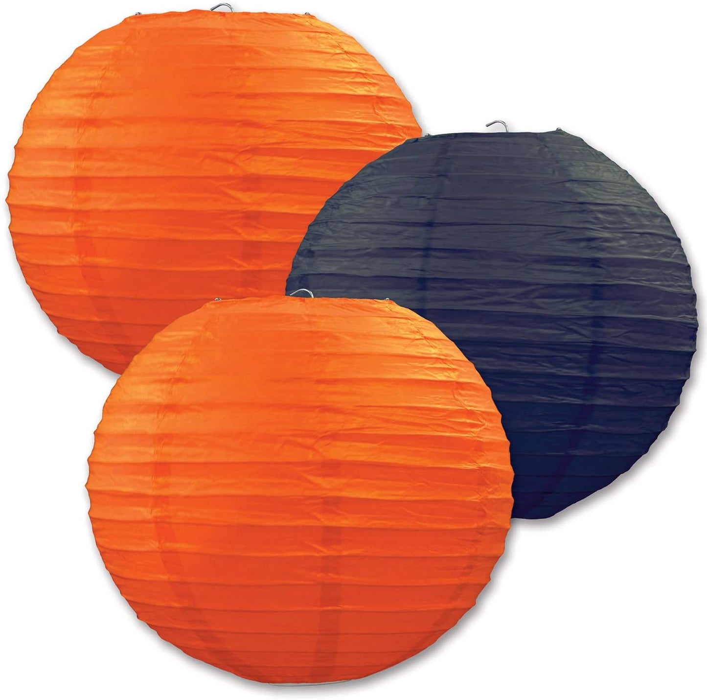 Orange And Black Paper Lanterns -12"Inch Great For Halloween Parties