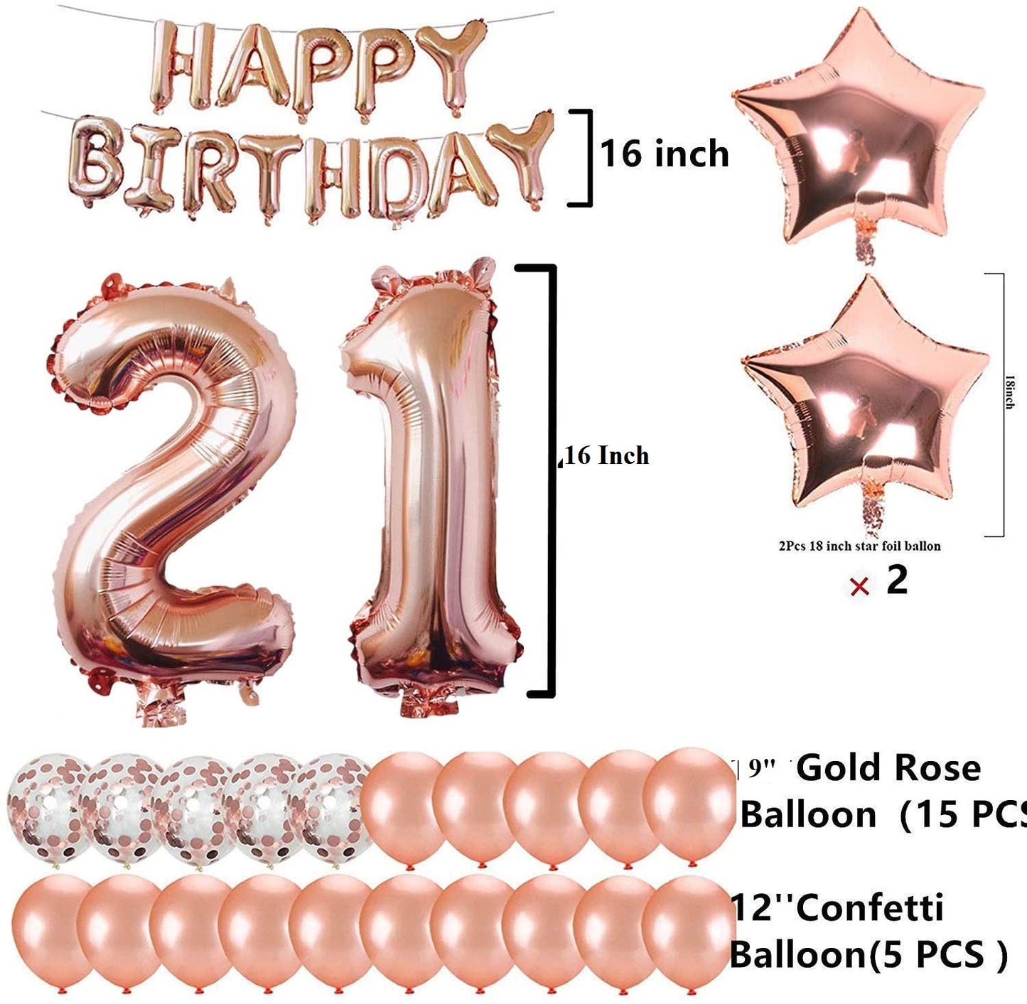 21St Birthday Decoration Party Kit Rose Gold