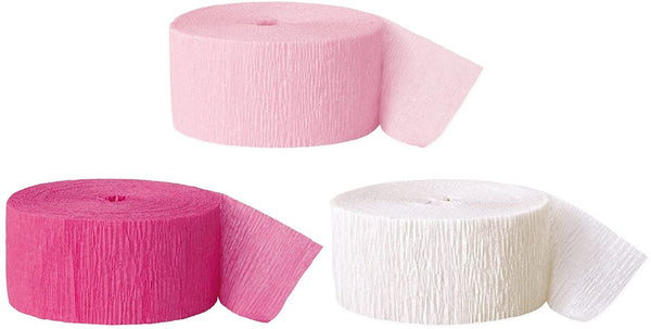 White Light ,Pink And Dark Pink Crepe Paper Crepe Paper Streamer (18 Piece)