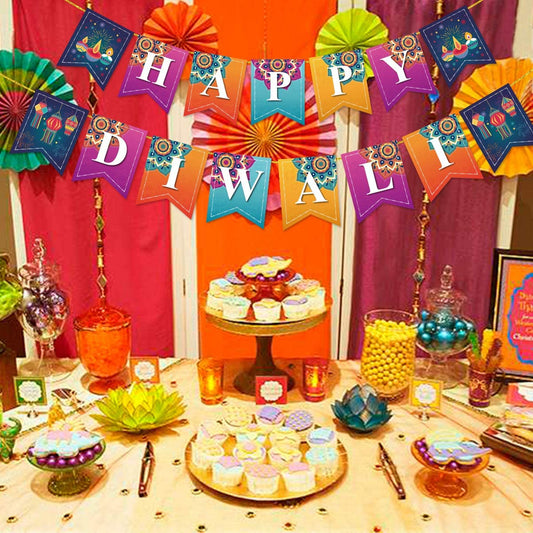Multi-Color Happy Diwali Banner