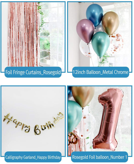 First Birthday Decorations Chrome Balloons