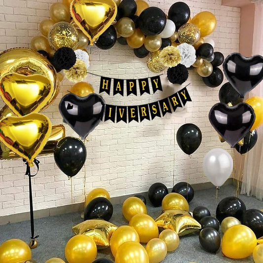 Anniversary Black And Gold Party Decorations