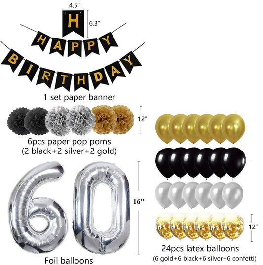 60th Birthday Decorations Black And Gold