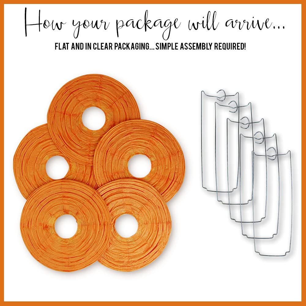 Orange Paper Lanterns for Birthday Parties, Weddings Or Baby Shower