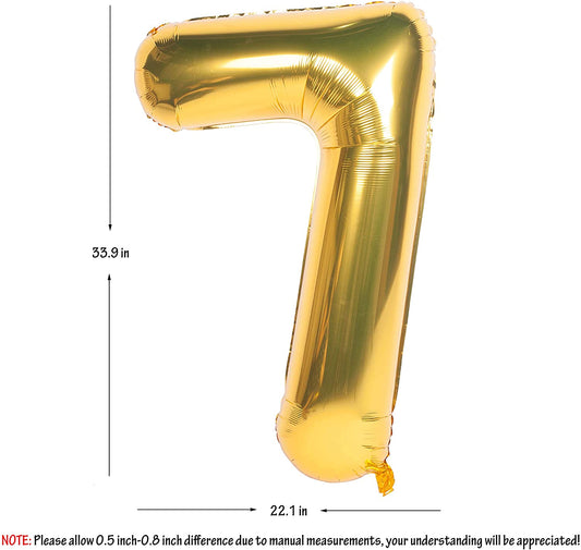 32 Inch Gold Digit Helium Foil Birthday Party Balloons Number 7