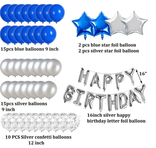 Blue and Silver 40th Birthday Party Decorations Set