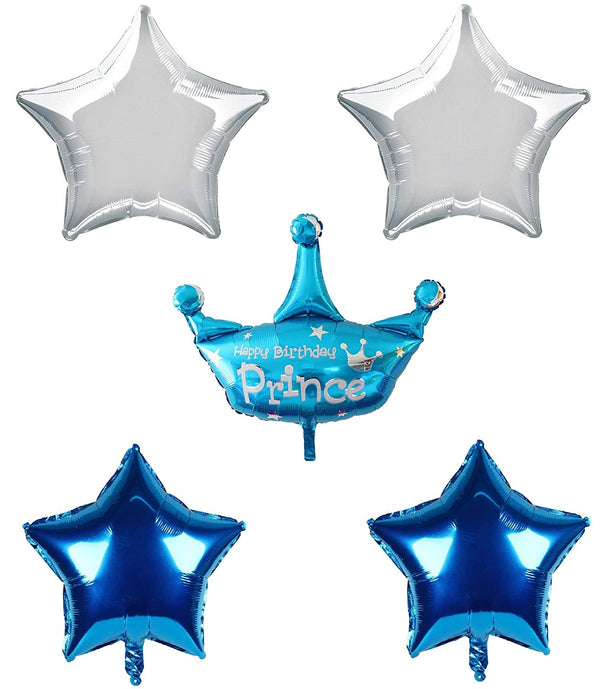 Party Foil Balloon Pack Of 5 For Prince Birthday Decoration For Boys