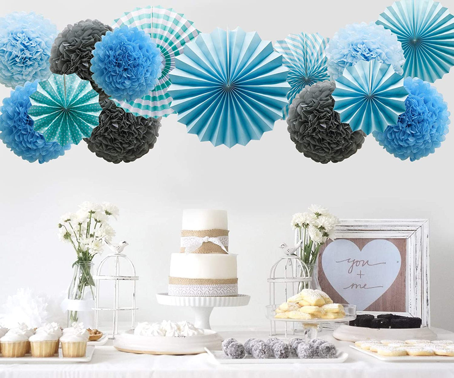 Blue Hanging Paper Birthday /Baby Shower Party Decorations,