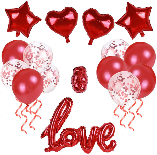 Valentines Party Decorations Supplies Kit,Heart Balloons And Confetti Balloons-31 Pc