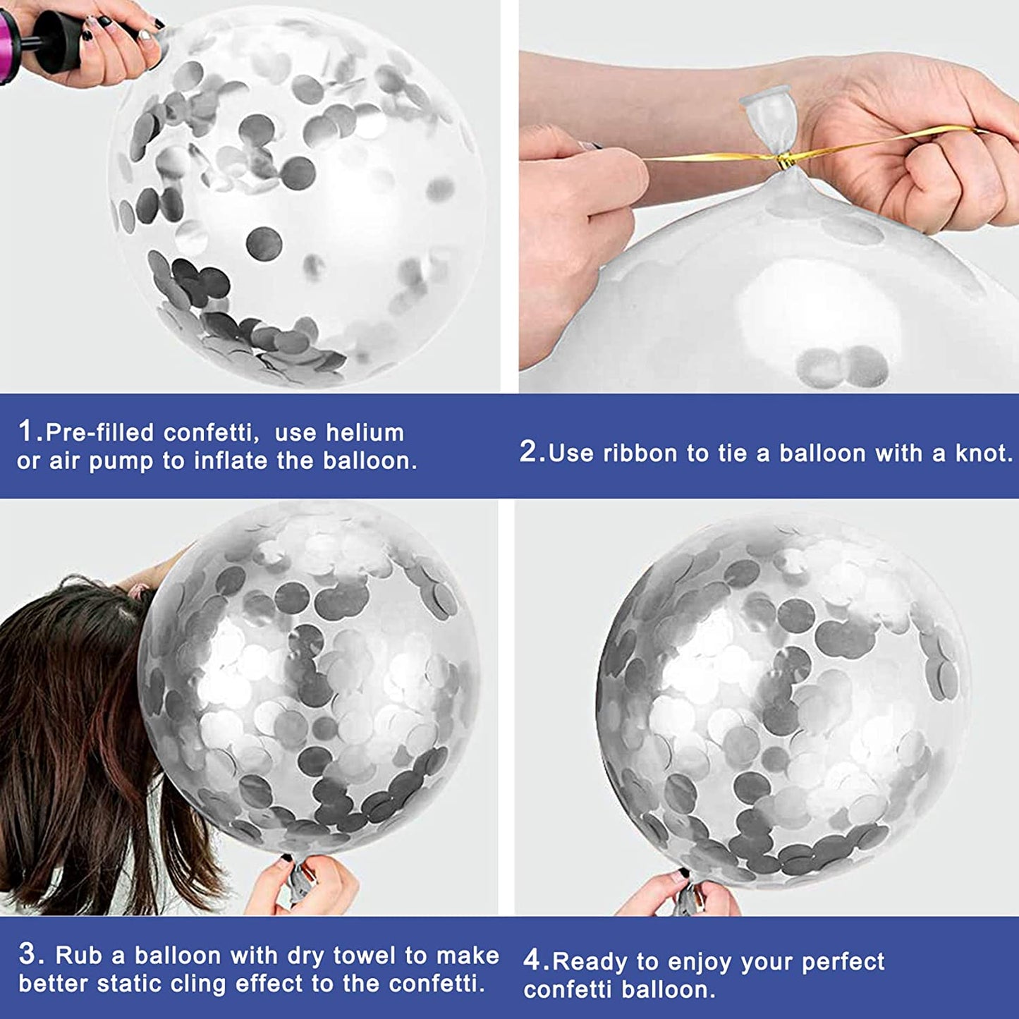 Birthday Decorations, Happy Birthday Decoration for Men Party Balloons for Boys Kit Sliver Blue Confetti Balloons and Swirl 13th 16th 18th 21st 30th 40th 50th 60th Party Supplies