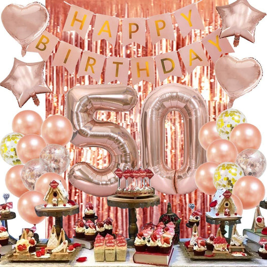50th Rose Gold Birthday Party Decoration