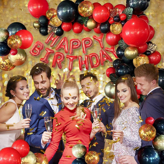 Red And Black Gold Balloons Birthday Party Decoration Balloon Garland Arch Kit