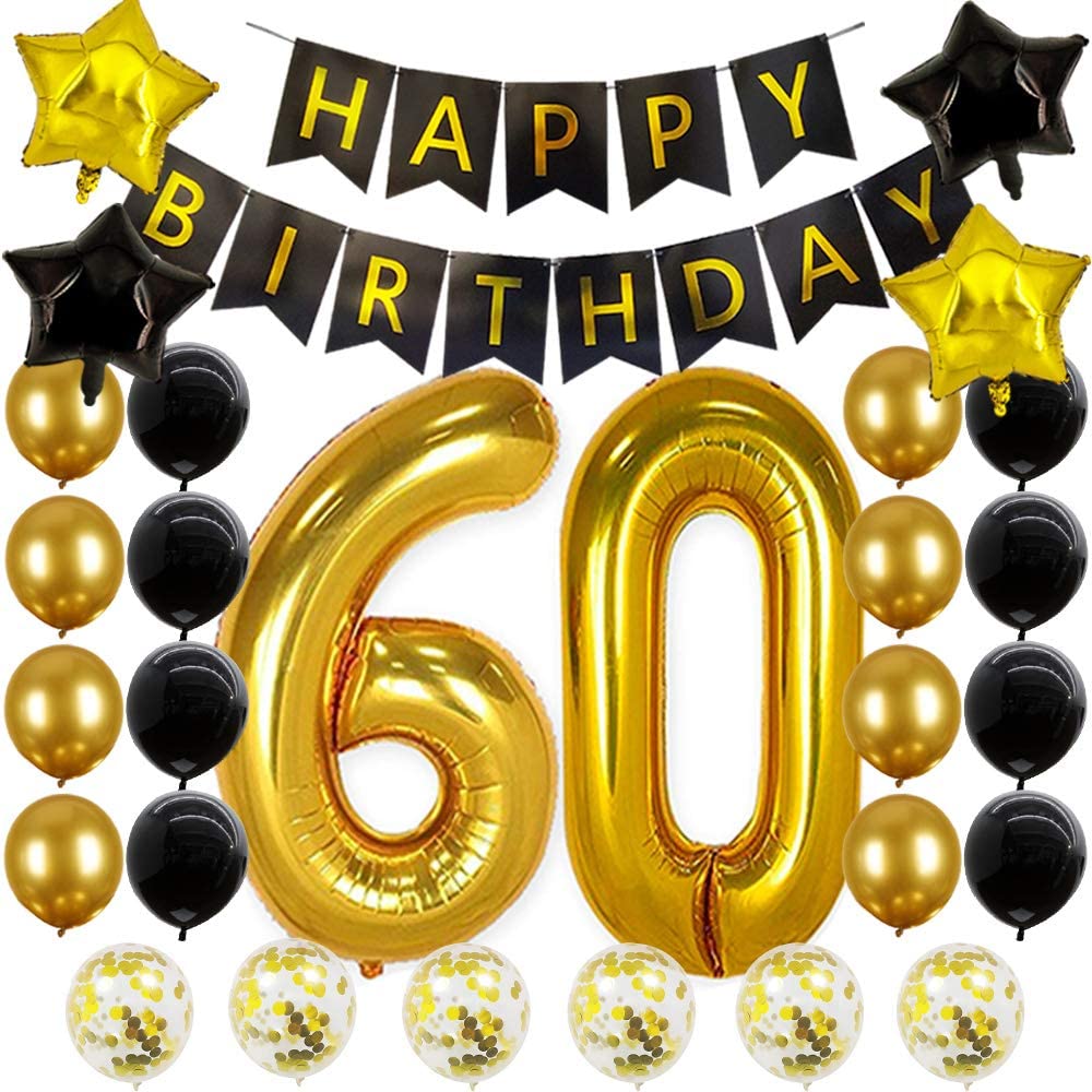 60th Birthday Decorations Gold and Black