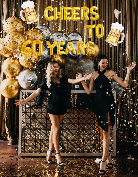 Cheers To 60 Years Balloons & banners decorations