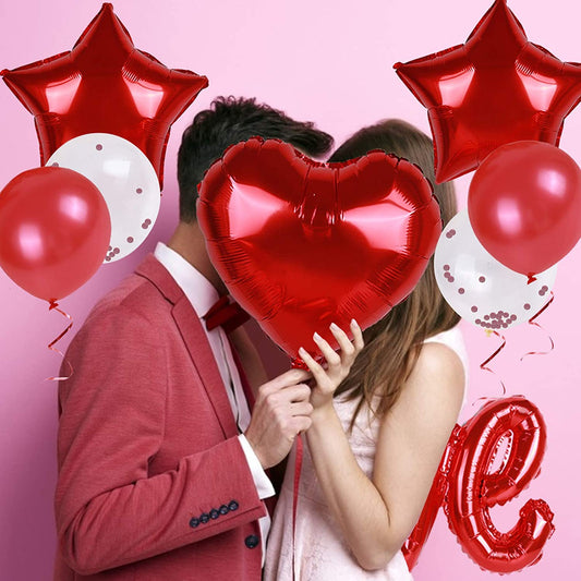 Valentines Party Decorations Supplies Kit,Heart Balloons And Confetti Balloons-31 Pc