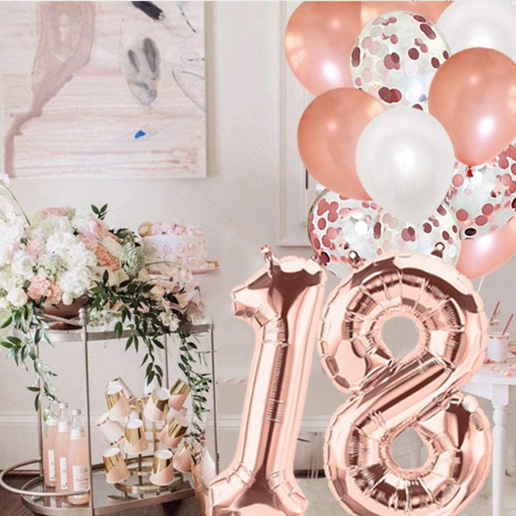 Rose Gold 18th Birthday Party Decorations for Girls