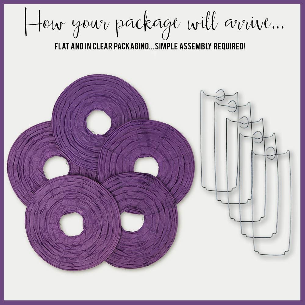 Purple Paper Lanterns -12"Inch Great For Birthday Parties, Weddings Or Baby Shower