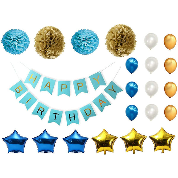 Blue & Golden Birthday Decorations Kit