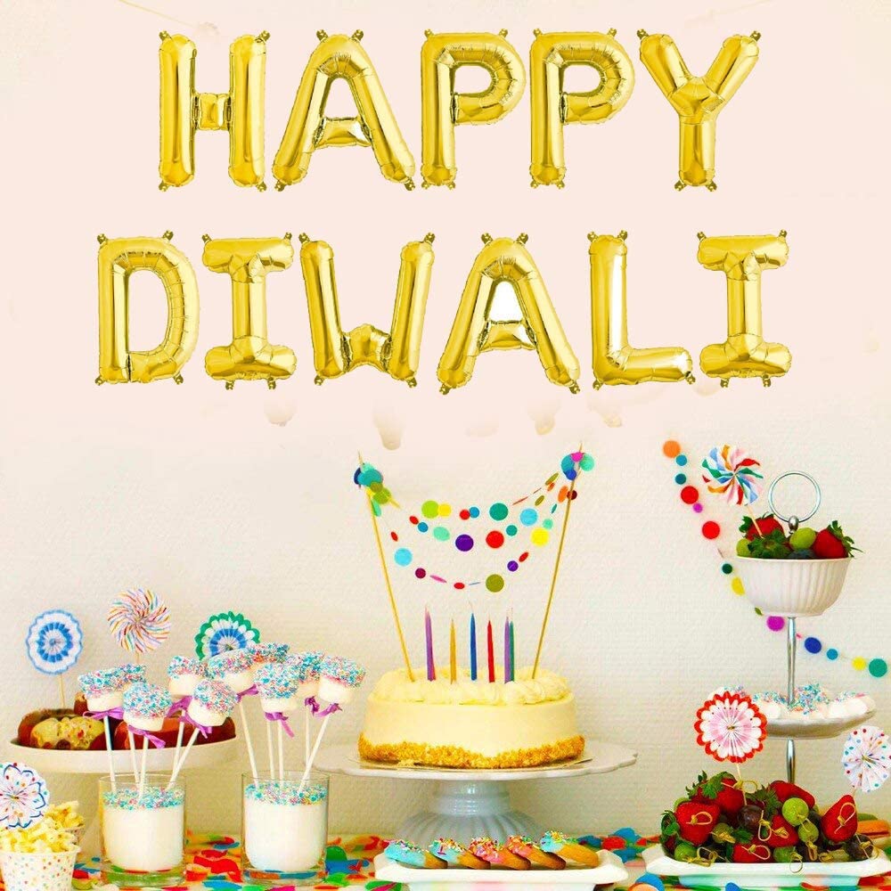 Metallic Gold Happy Diwali Foil Letter