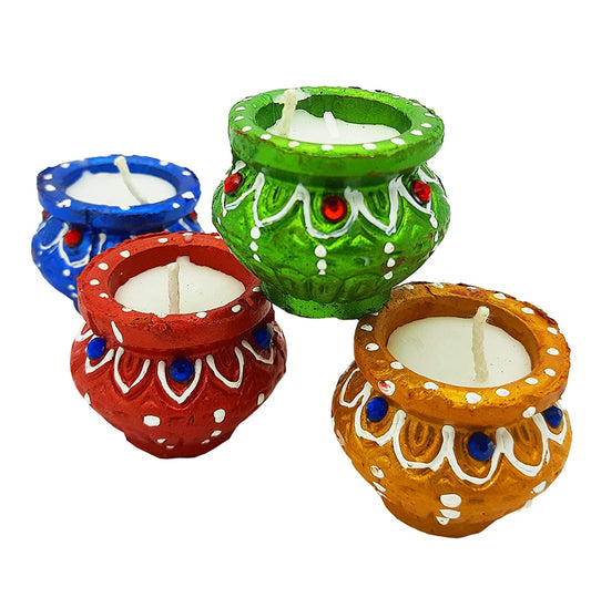 Matka Special Colourful Terracotta Diya