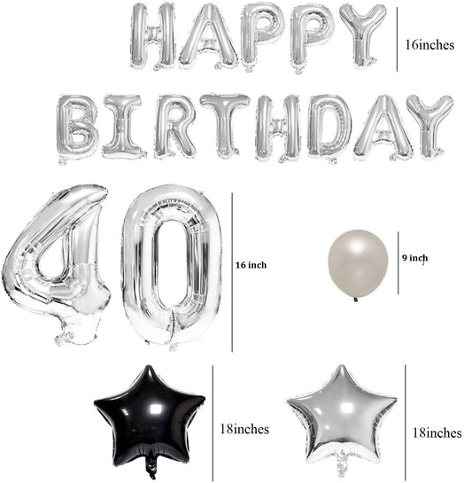 40th Navy Blue Themed Birthday Decoration Kit