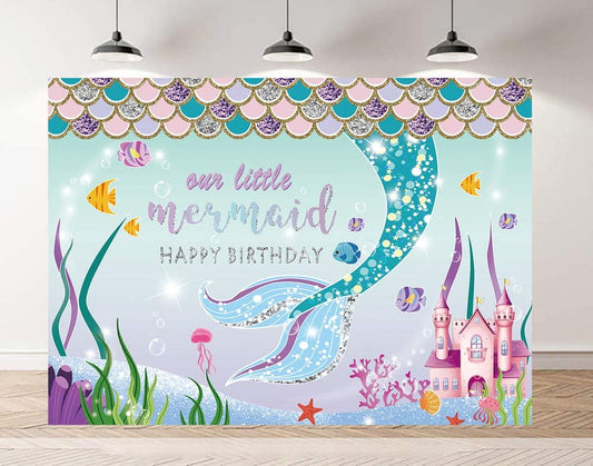 Mermaid Theme Birthday Party Backdrop