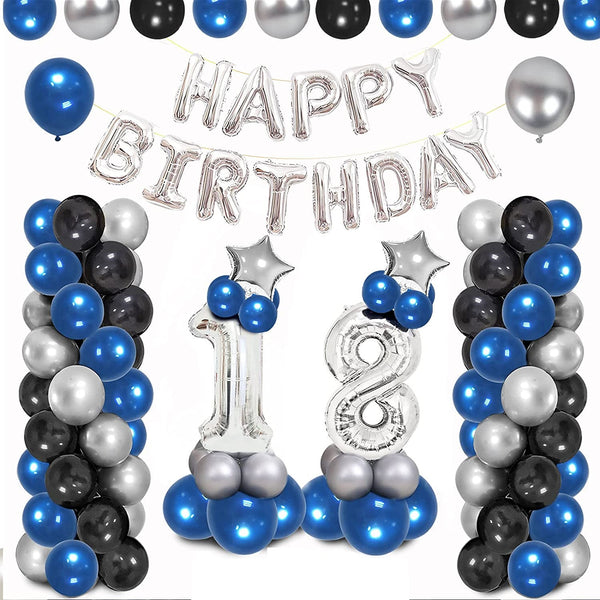 18 Birthday Party Supplies Silver Happy Birthday Banner Kit
