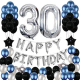 30th Birthday Blue And Black Combo Decorations