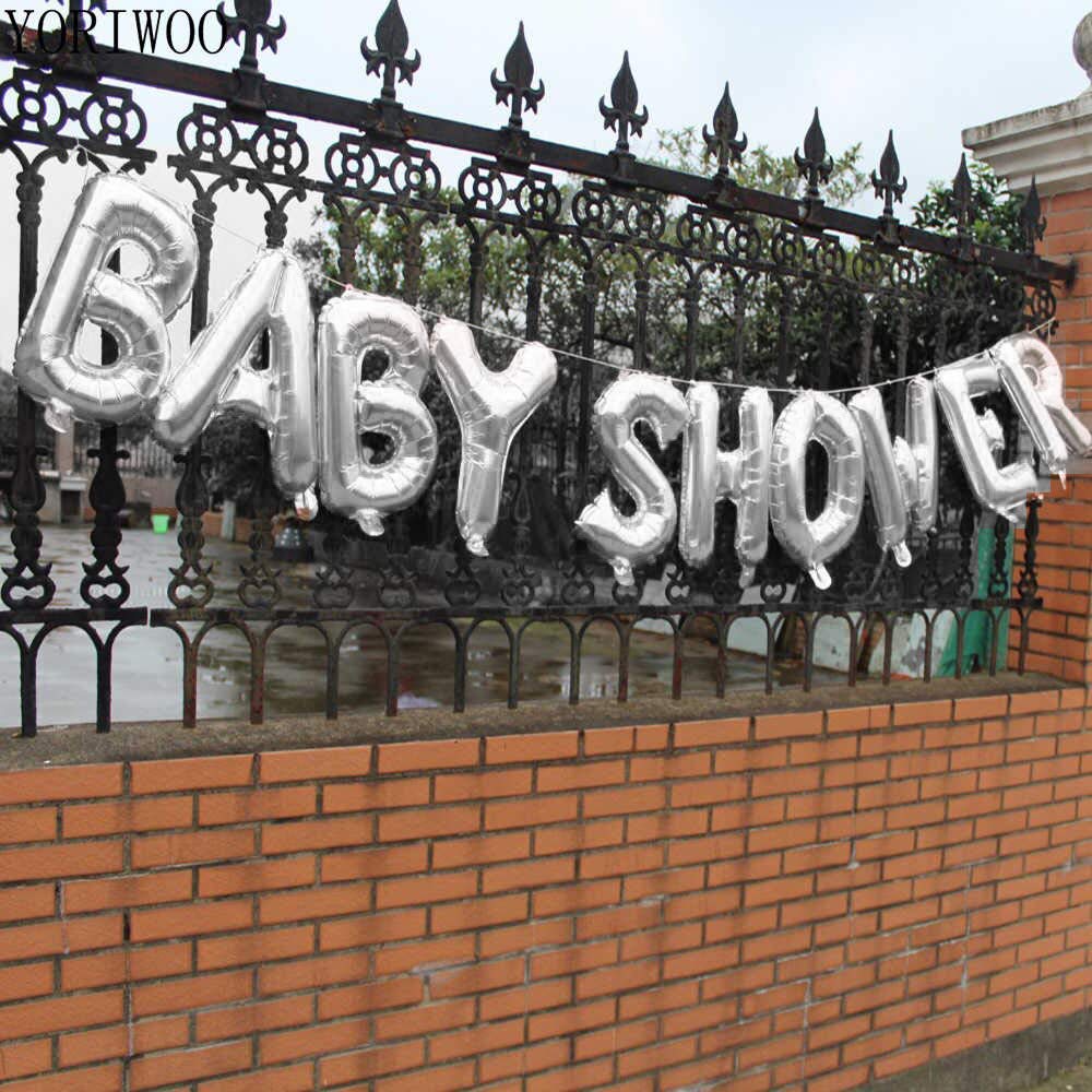 Baby Shower Silver Foil Banner Balloon 16 Inch Letters Helium Quality Foil Balloon For Baby Welcome/Shower Party Supply Decorations