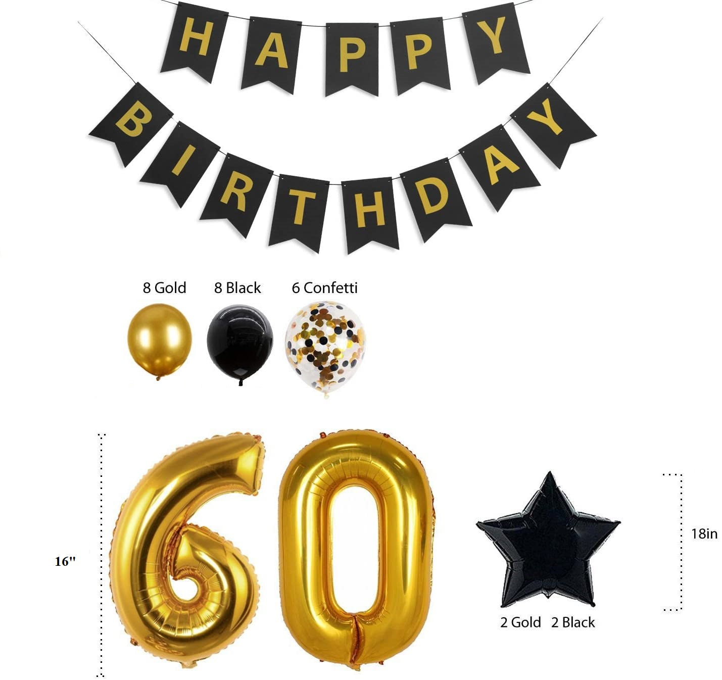 60th Birthday Decorations Gold