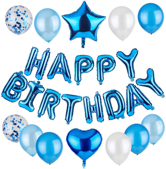 Happy Birthday Balloon, 16-Inch Happy Birthday Banner, Birthday Party Decoration, Happy Birthday Foil Balloon (Blue)