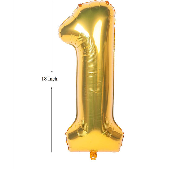 Gold Digit Foil Birthday Party Balloon Number 1