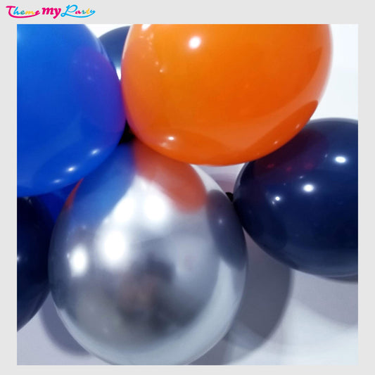 Blue Silver and Orange Balloons Party Arch Kit
