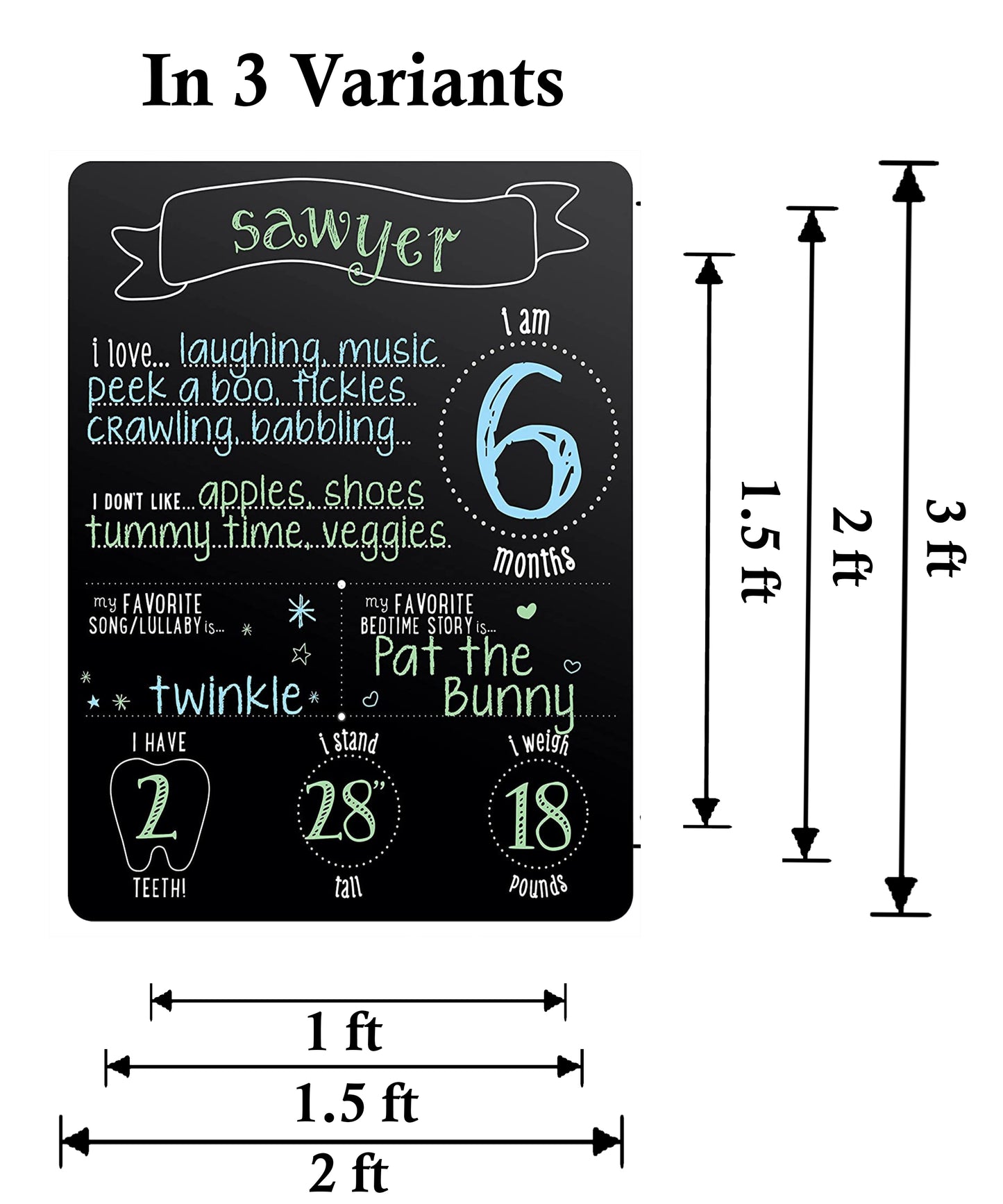 Half Birthday Birthday Party Customized Chalkboard/Milestone Board