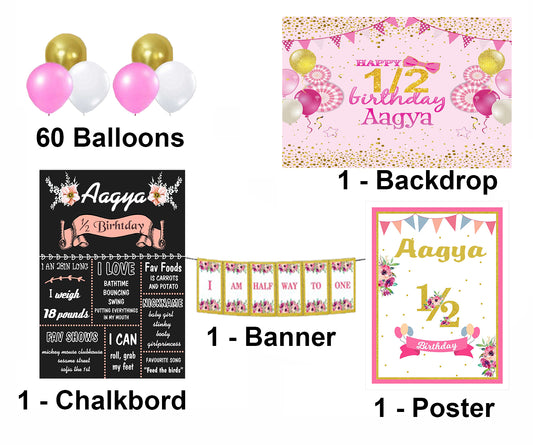 Half or 6 Months Birthday Girl Complete Kit