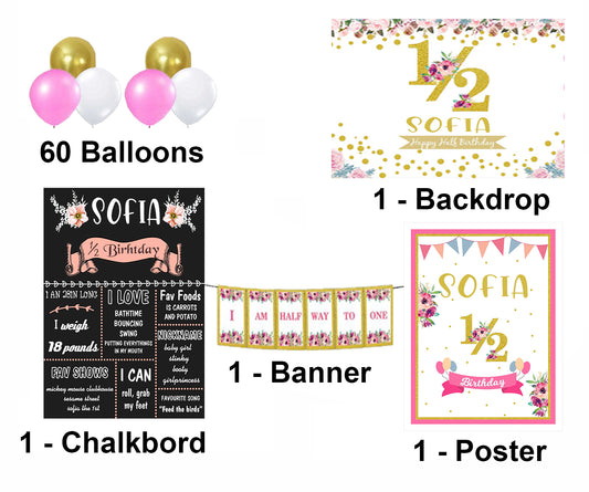 Half or 6 Months Birthday Girl Personalized Kit