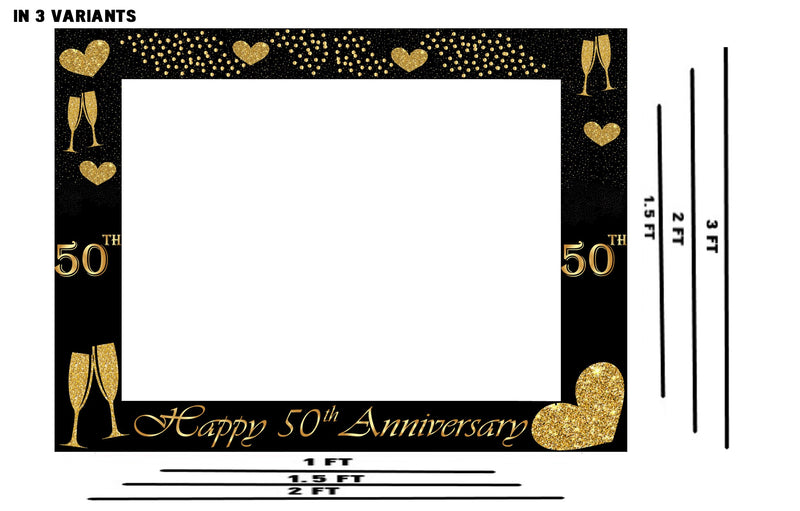 50th Anniversary Party Selfie Photo Booth Frame & Props