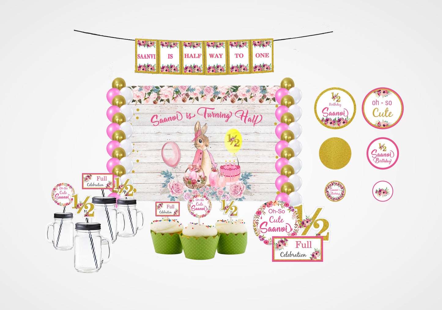 Half Birthday Girls Complete Decoration Kit